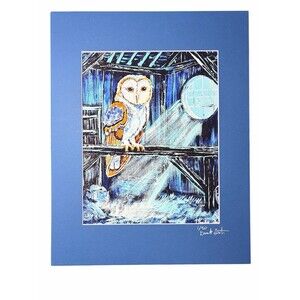 Moonlight Barn Owl – Limited Edition Art Print (8×10) Matted to 11×14